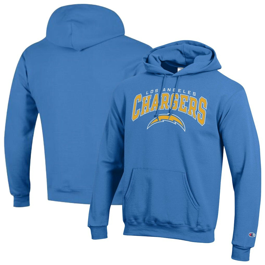 Los Angeles Chargers Champion Powerblend Arch over Logo Hoodie Powder Blue | NFL