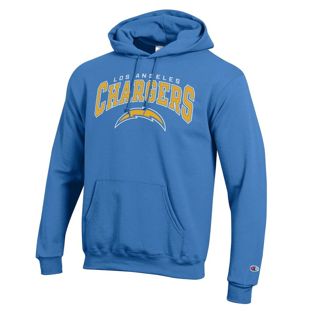 Los Angeles Chargers Champion Powerblend Arch over Logo Hoodie Powder Blue | NFL