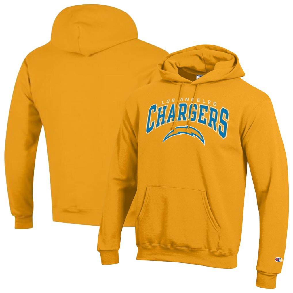 Los Angeles Chargers Champion Powerblend Arch over Logo Hoodie Gold | NFL
