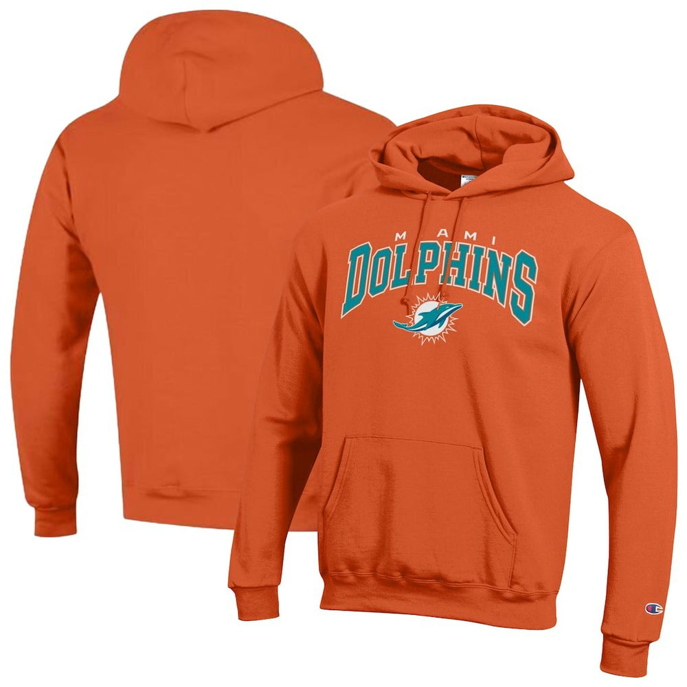 Miami Dolphins Champion Powerblend Arch over Logo Hoodie Orange | NFL