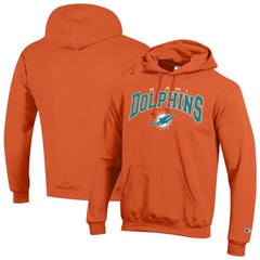 Miami Dolphins Champion Powerblend Arch over Logo Hoodie Orange | NFL