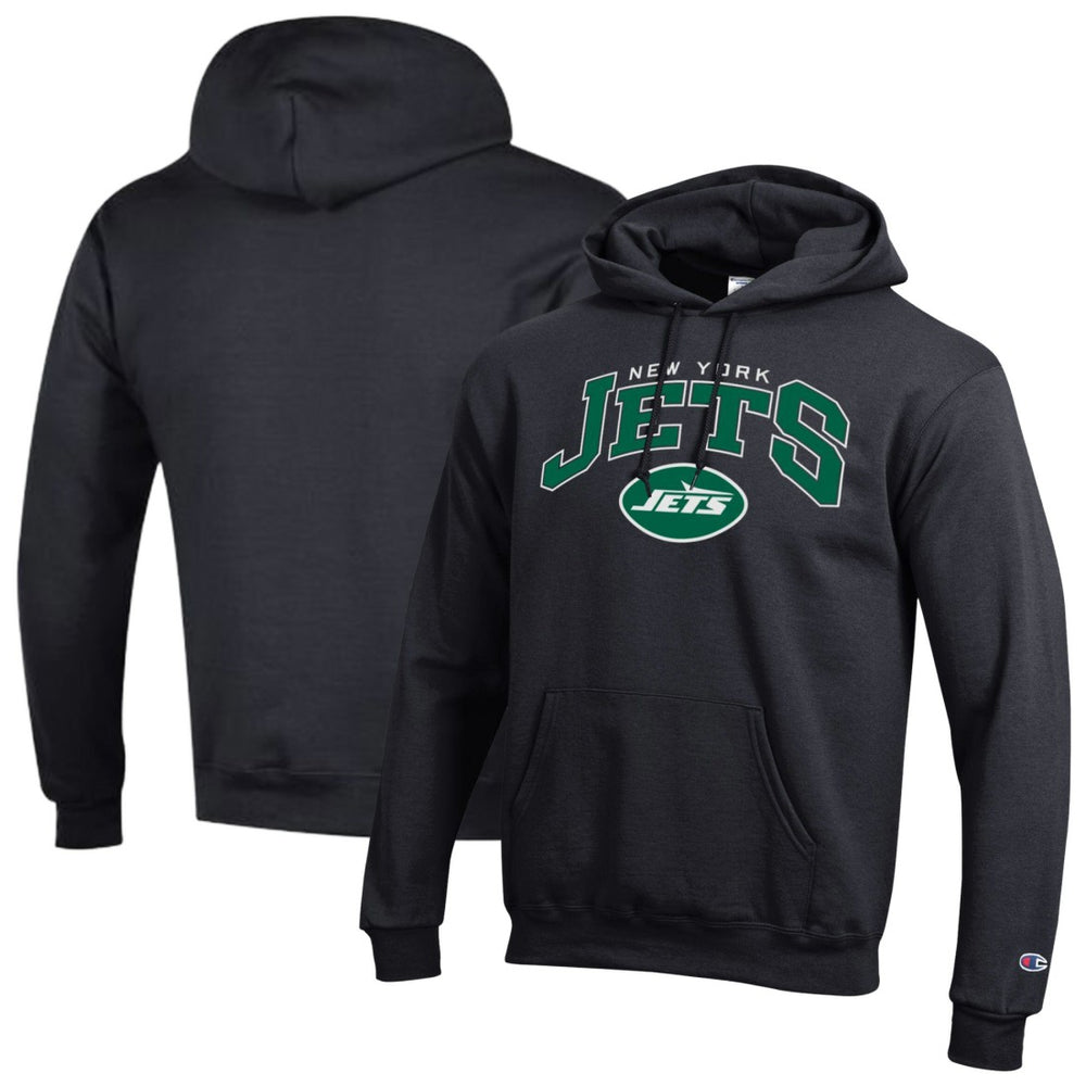 New York Jets Champion Powerblend Arch over Logo Hoodie Black | NFL
