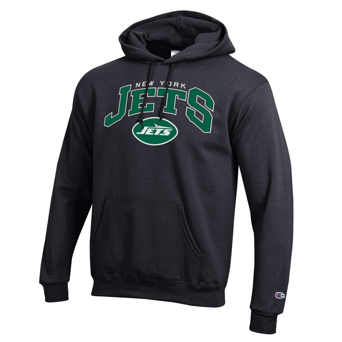 New York Jets Champion Powerblend Arch over Logo Hoodie Black | NFL