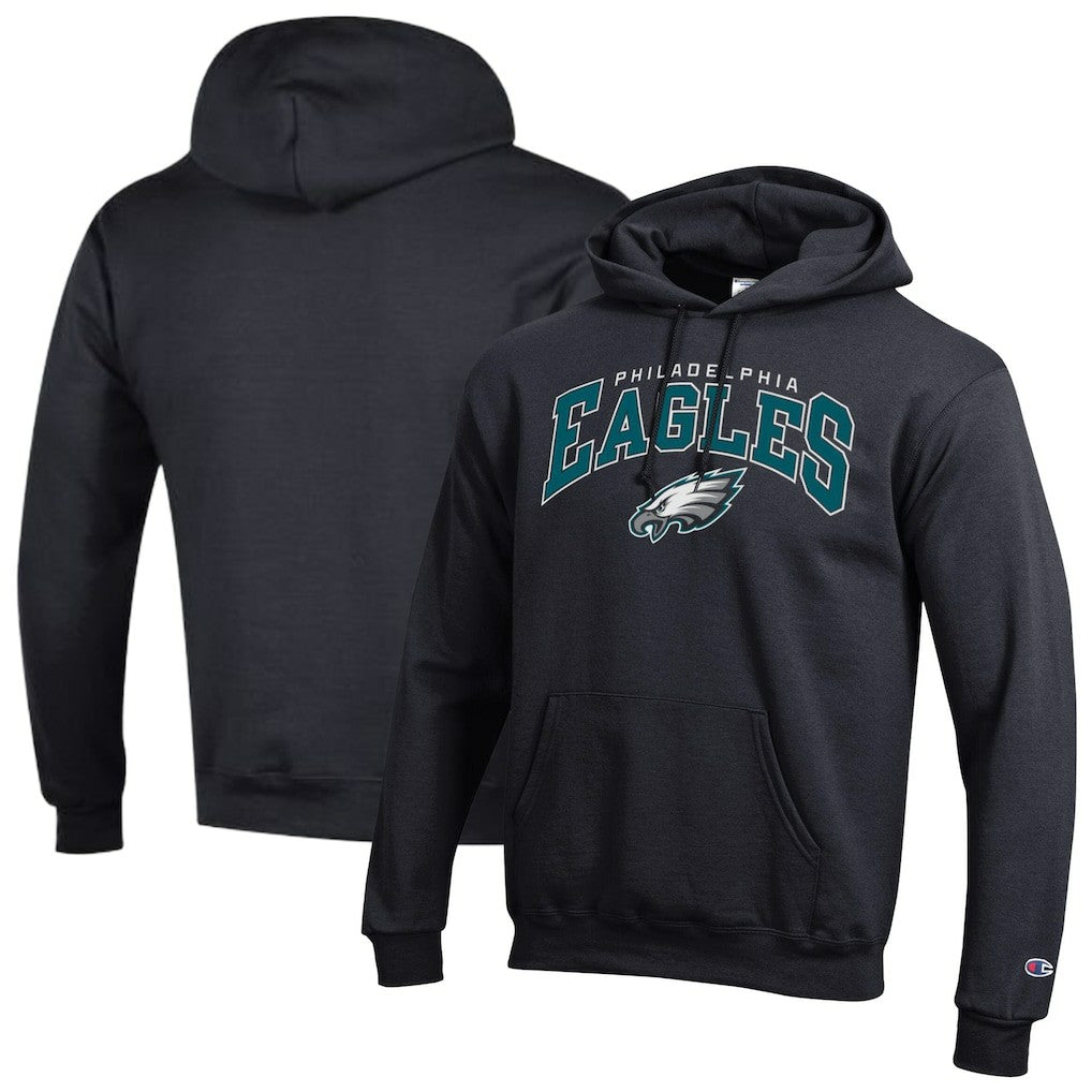 Philadelphia Eagles Champion Powerblend Arch over Logo Hoodie Black | NFL