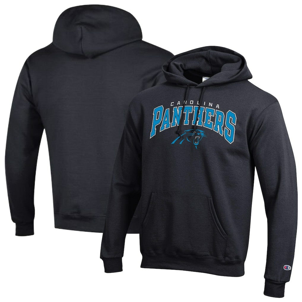 Carolina Panthers Champion Powerblend Arch over Logo Hoodie Black | NFL