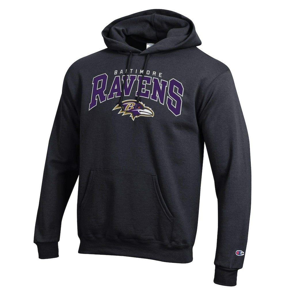Baltimore Ravens Champion Powerblend Arch over Logo Hoodie Black | NFL