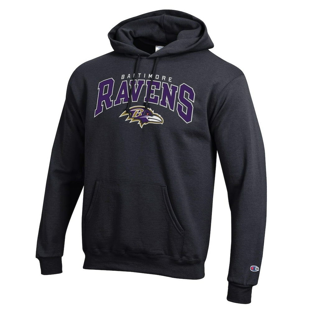 Baltimore Ravens Champion Powerblend Arch over Logo Hoodie Black | NFL