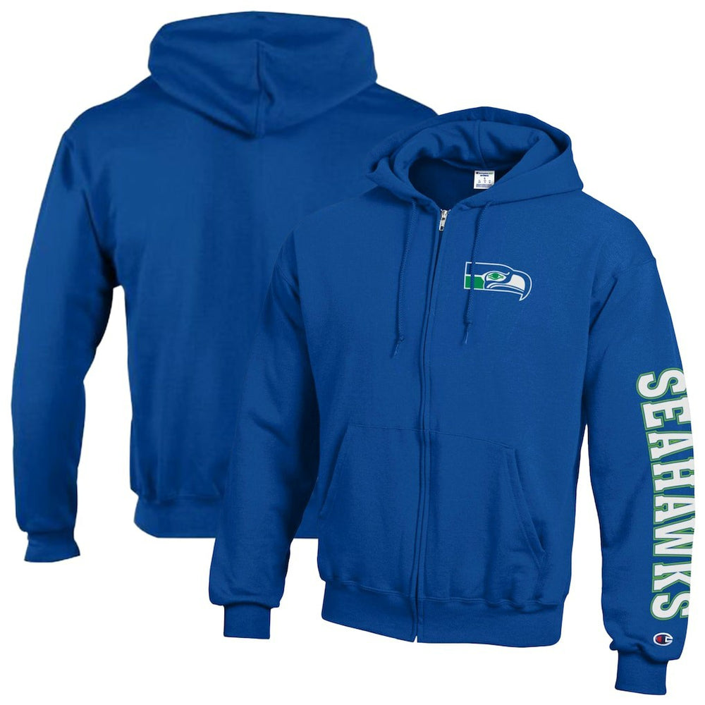 Seattle Seahawks Champion Powerblend Fleece Full-Zip Hoodie Royal | NFL