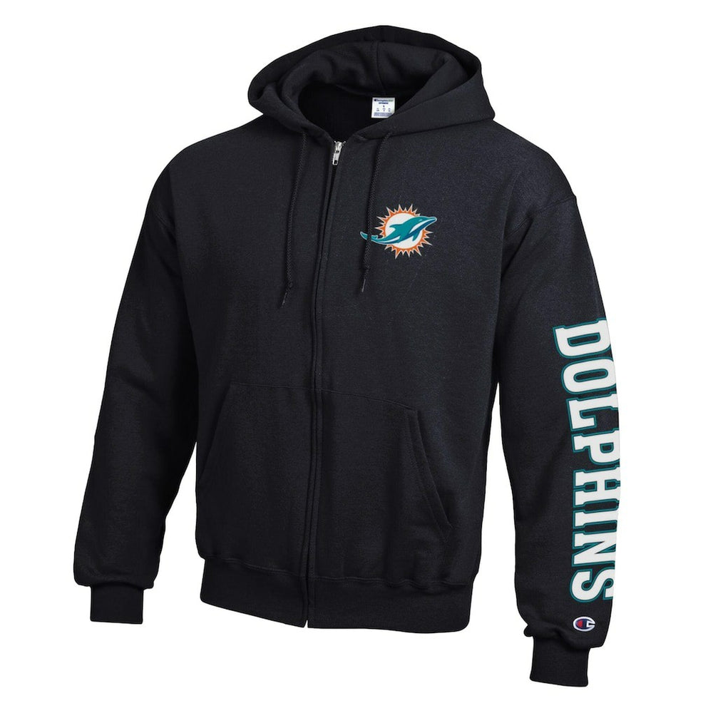 Miami Dolphins Champion Powerblend Fleece Full-Zip Hoodie Black | NFL