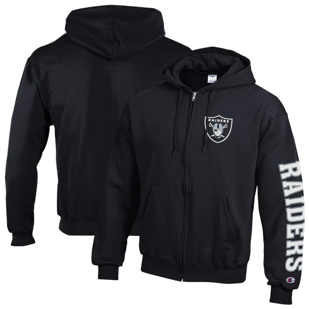 Las Vegas Raiders Champion Powerblend Fleece Full-Zip Hoodie Black | NFL
