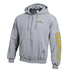 Los Angeles Chargers Champion Powerblend Fleece Full-Zip Hoodie Heather Gray | NFL