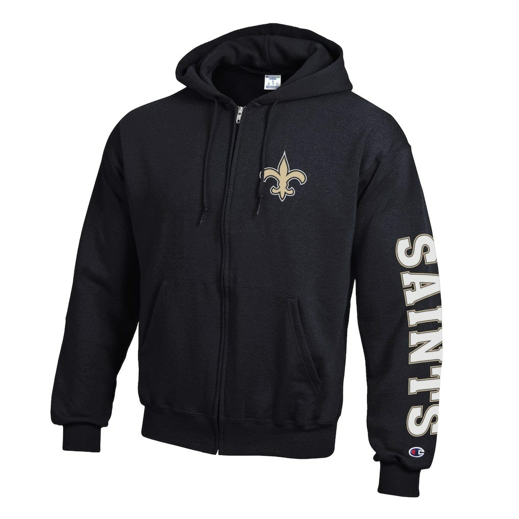 New Orleans Saints Champion Powerblend Fleece Full-Zip Hoodie Black | NFL
