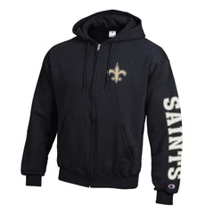 New Orleans Saints Champion Powerblend Fleece Full-Zip Hoodie Black | NFL