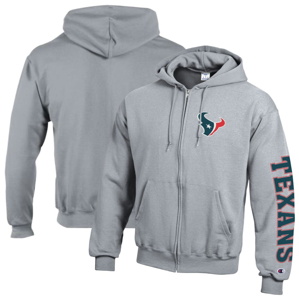 Houston Texans Champion Powerblend Fleece Full-Zip Hoodie Heather Gray | NFL
