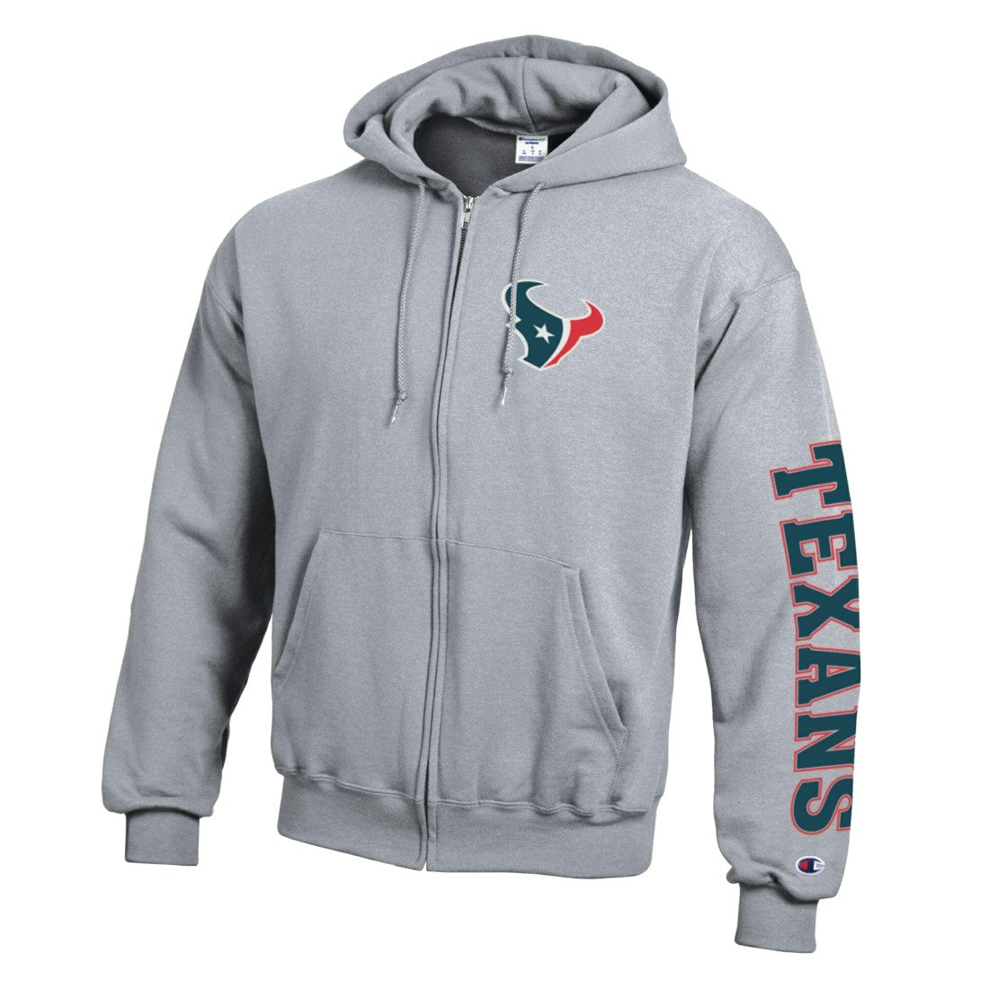 Houston Texans Champion Powerblend Fleece Full-Zip Hoodie Heather Gray | NFL