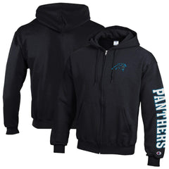 Carolina Panthers Champion Powerblend Fleece Full-Zip Hoodie Black | NFL