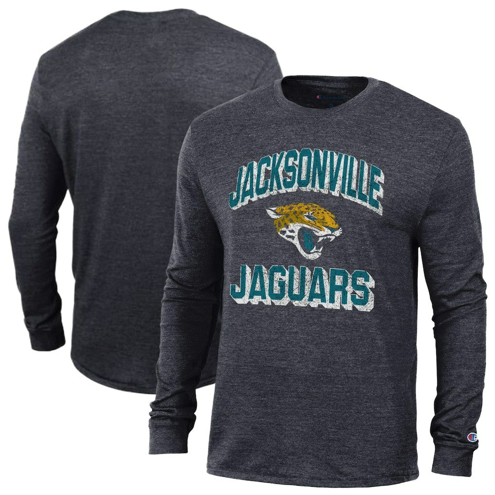 Jacksonville Jaguars Champion Ultimate Tri-Blend Long Sleeve T-Shirt Heather Black | NFL