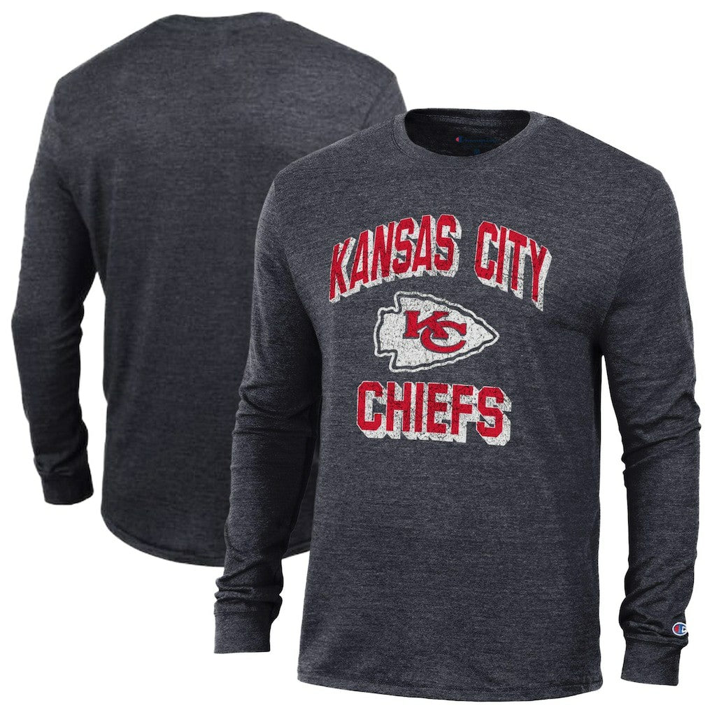 Kansas City Chiefs Champion Ultimate Tri-Blend Long Sleeve T-Shirt Black | NFL