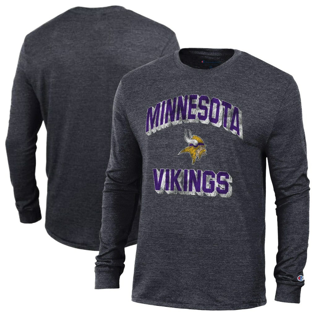 Minnesota Vikings Champion Ultimate Tri-Blend Long Sleeve T-Shirt Heather Black | NFL