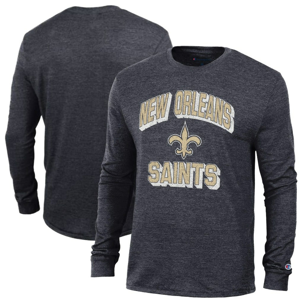 New Orleans Saints Champion Ultimate Tri-Blend Long Sleeve T-Shirt Heather Black | NFL