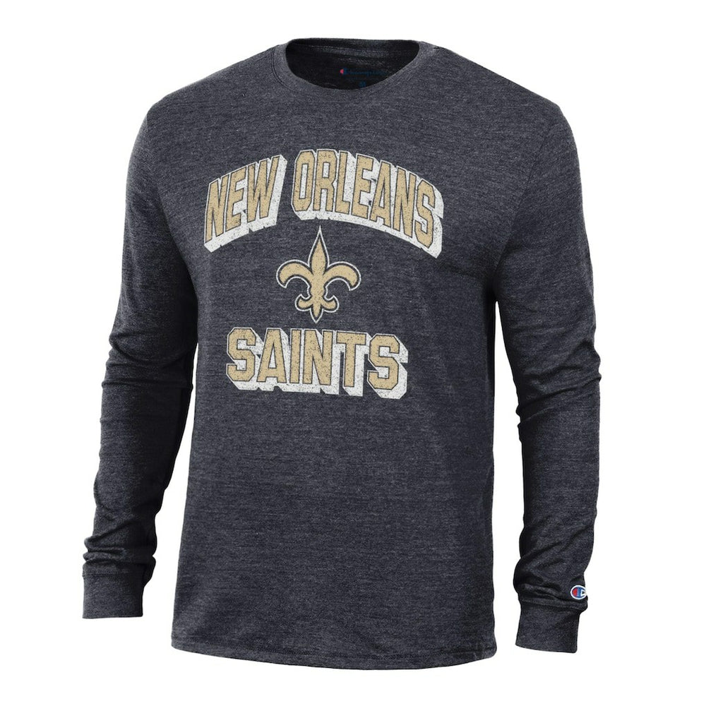 New Orleans Saints Champion Ultimate Tri-Blend Long Sleeve T-Shirt Heather Black | NFL