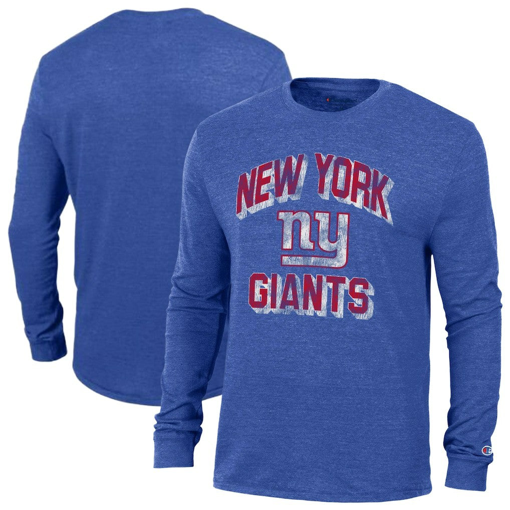 New York Giants Champion Ultimate Tri-Blend Long Sleeve T-Shirt Heather Royal | NFL