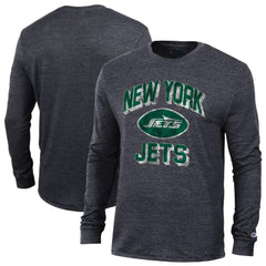 New York Jets Champion Ultimate Tri-Blend Long Sleeve T-Shirt Heather Black | NFL