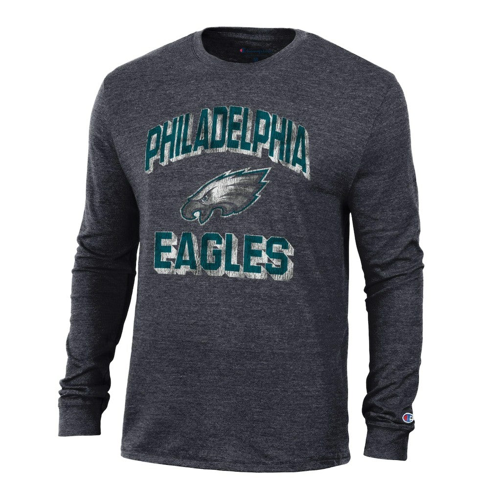 Philadelphia Eagles Champion Ultimate Tri-Blend Long Sleeve T-Shirt Heather Black | NFL