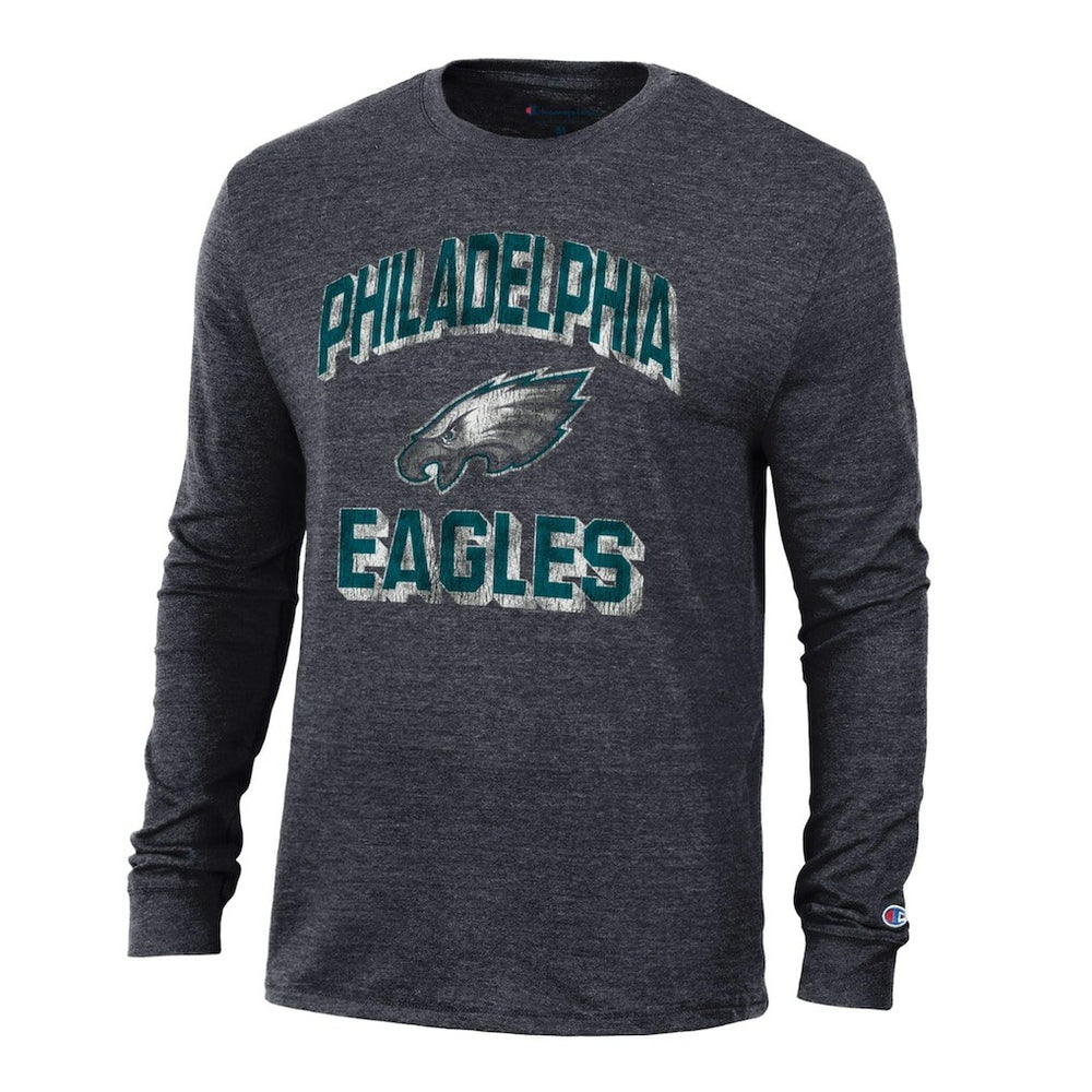 Philadelphia Eagles Champion Ultimate Tri-Blend Long Sleeve T-Shirt Heather Black | NFL