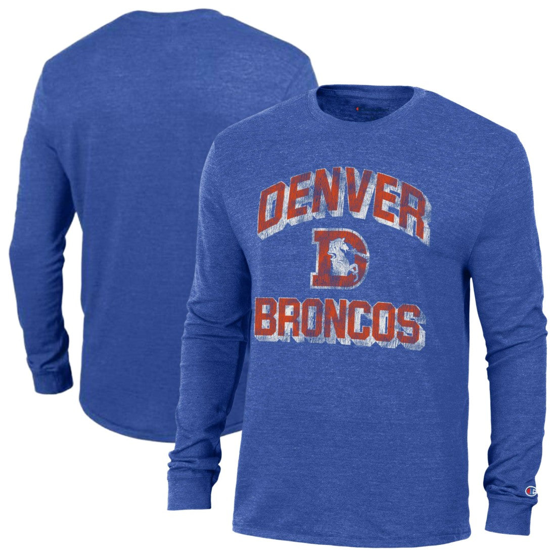 Denver Broncos Champion Ultimate Tri-Blend Long Sleeve T-Shirt Heather Royal | NFL