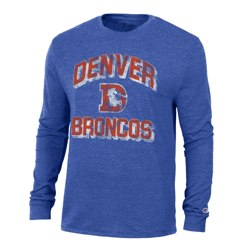 Denver Broncos Champion Ultimate Tri-Blend Long Sleeve T-Shirt Heather Royal | NFL