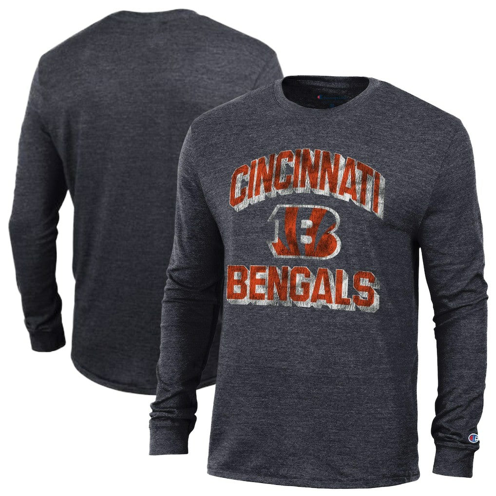 Cincinnati Bengals Champion Ultimate Tri-Blend Long Sleeve T-Shirt Black | NFL