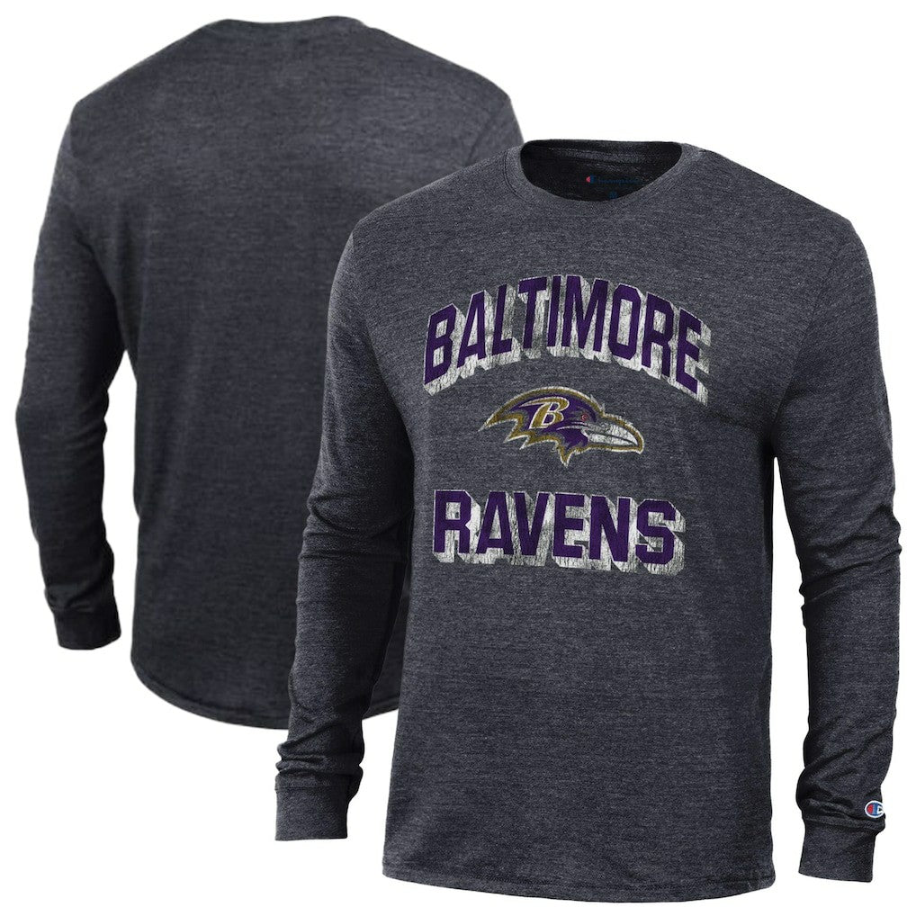 Baltimore Ravens Champion Ultimate Tri-Blend Long Sleeve T-Shirt Black | NFL