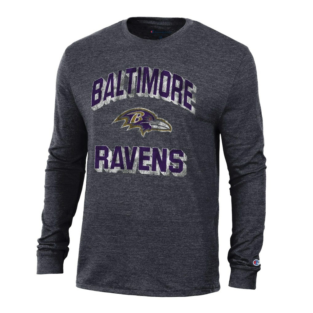 Baltimore Ravens Champion Ultimate Tri-Blend Long Sleeve T-Shirt Black | NFL