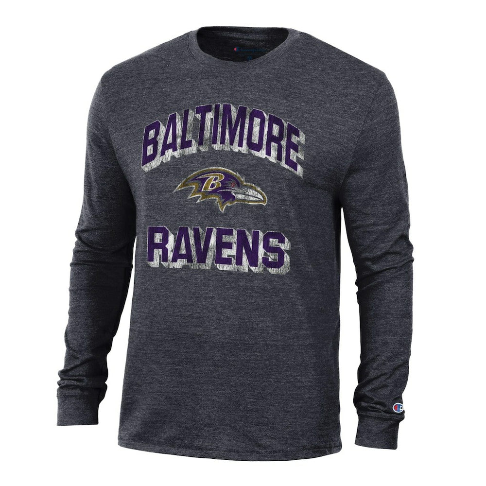 Baltimore Ravens Champion Ultimate Tri-Blend Long Sleeve T-Shirt Black | NFL
