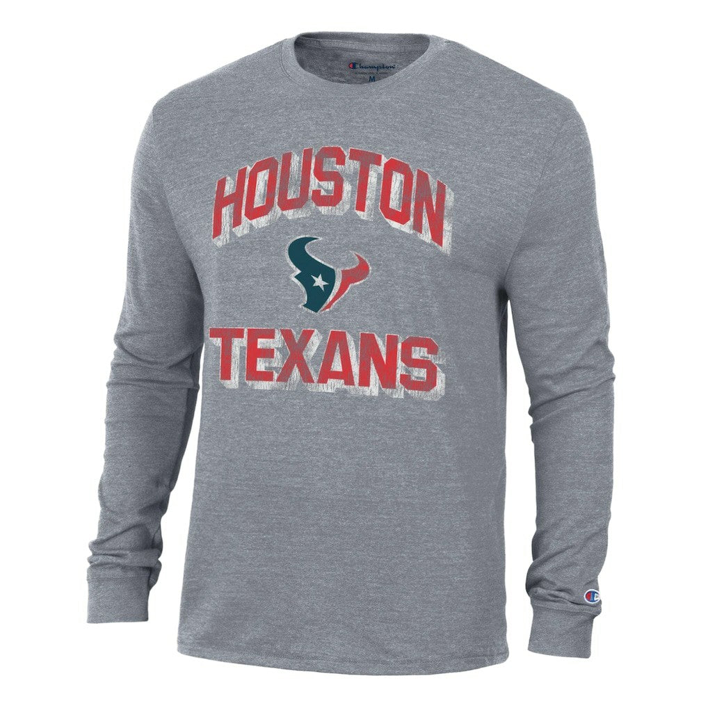 Houston Texans Champion Ultimate Tri-Blend Long Sleeve T-Shirt Heather Charcoal | NFL