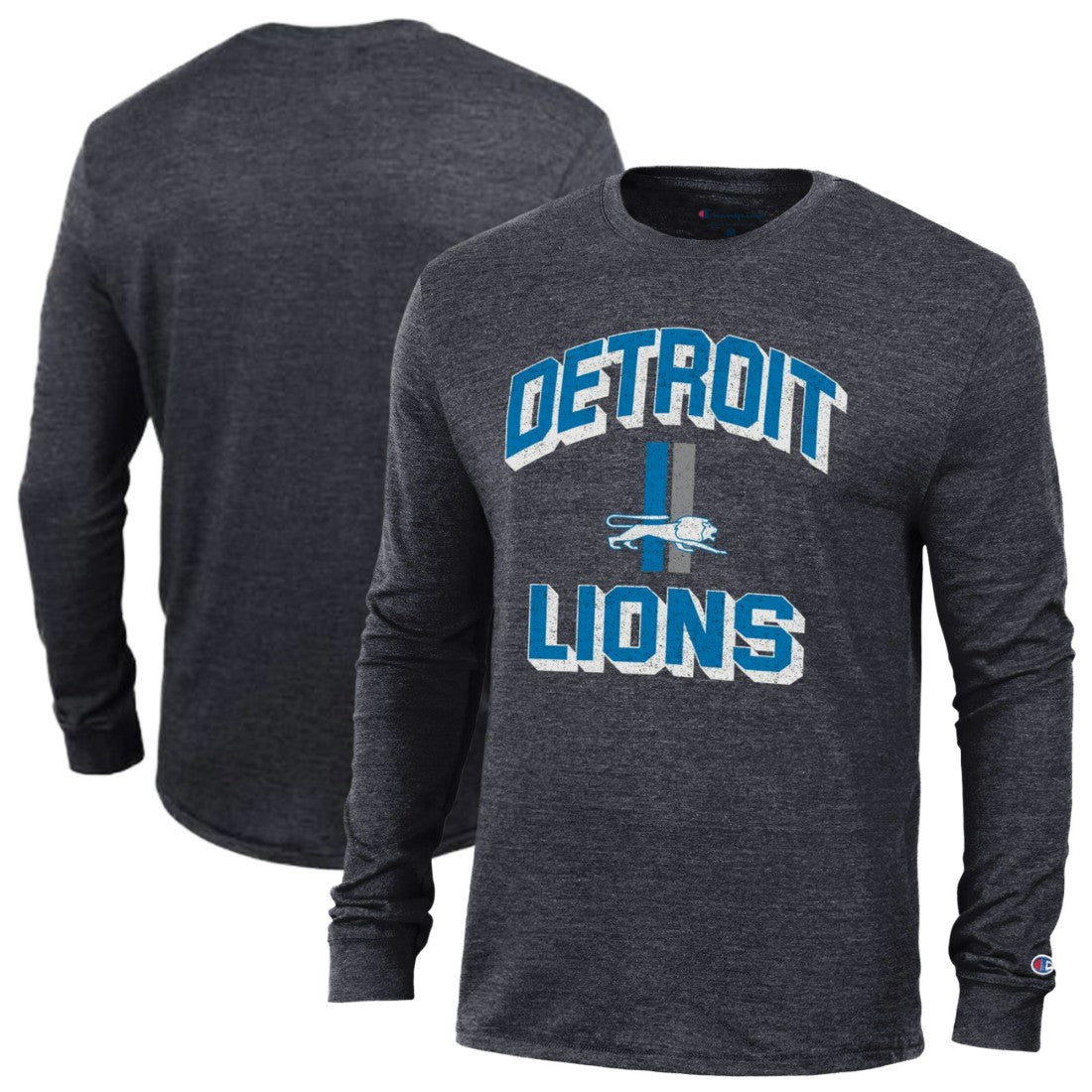 Detroit Lions Champion Ultimate Tri-Blend Long Sleeve T-Shirt Heather Charcoal | NFL