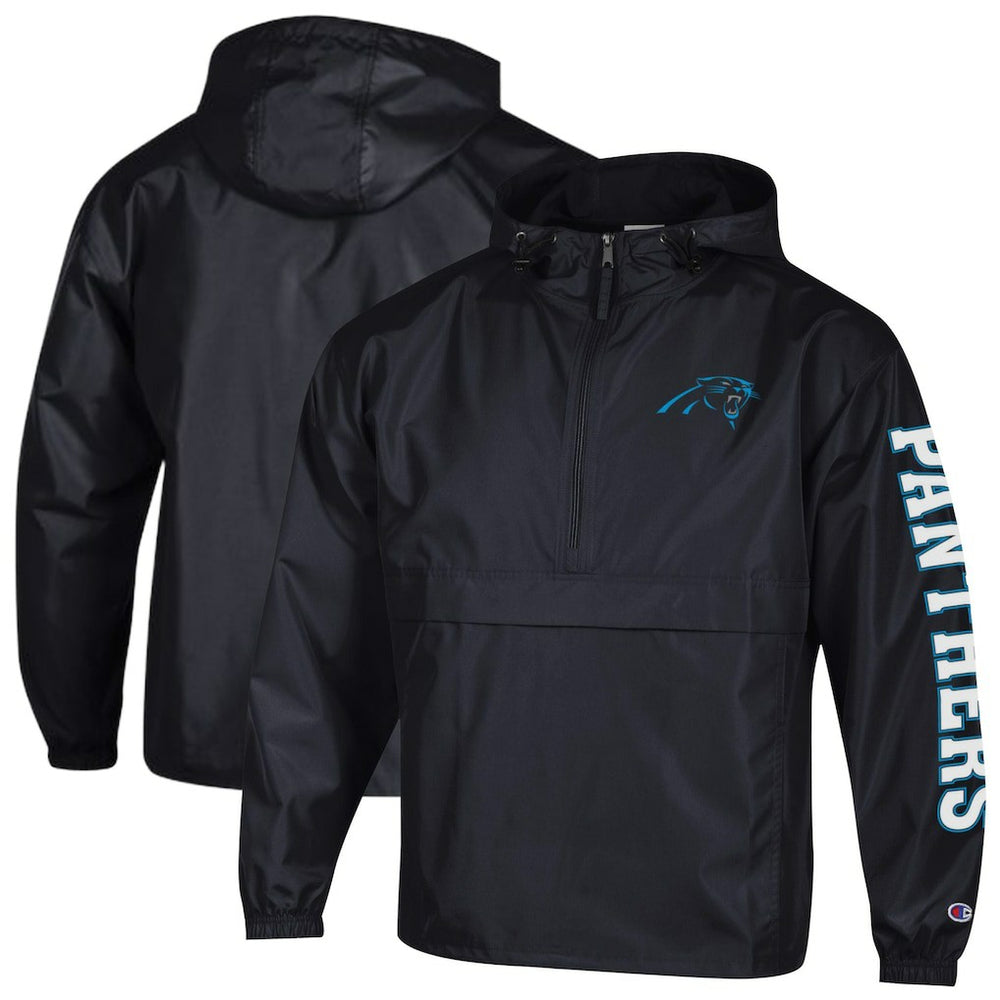Carolina Panthers Champion Packable Windbreaker Half-Zip Jacket Black | NFL