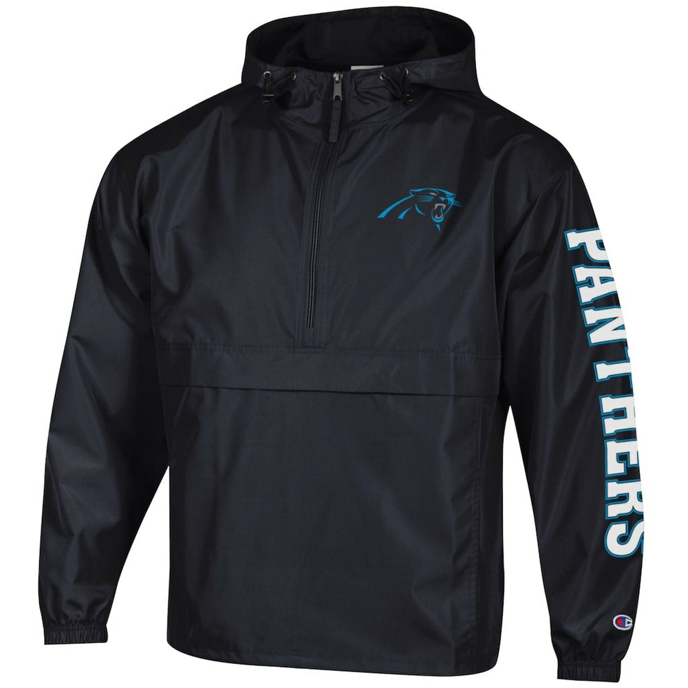 Carolina Panthers Champion Packable Windbreaker Half-Zip Jacket Black | NFL