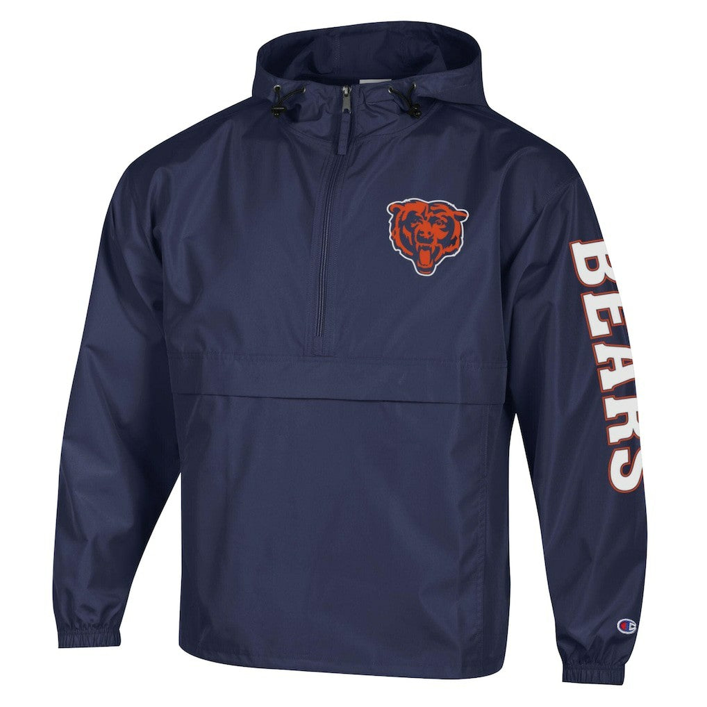 Chicago Bears Champion Packable Windbreaker Half-Zip Jacket Navy | NFL