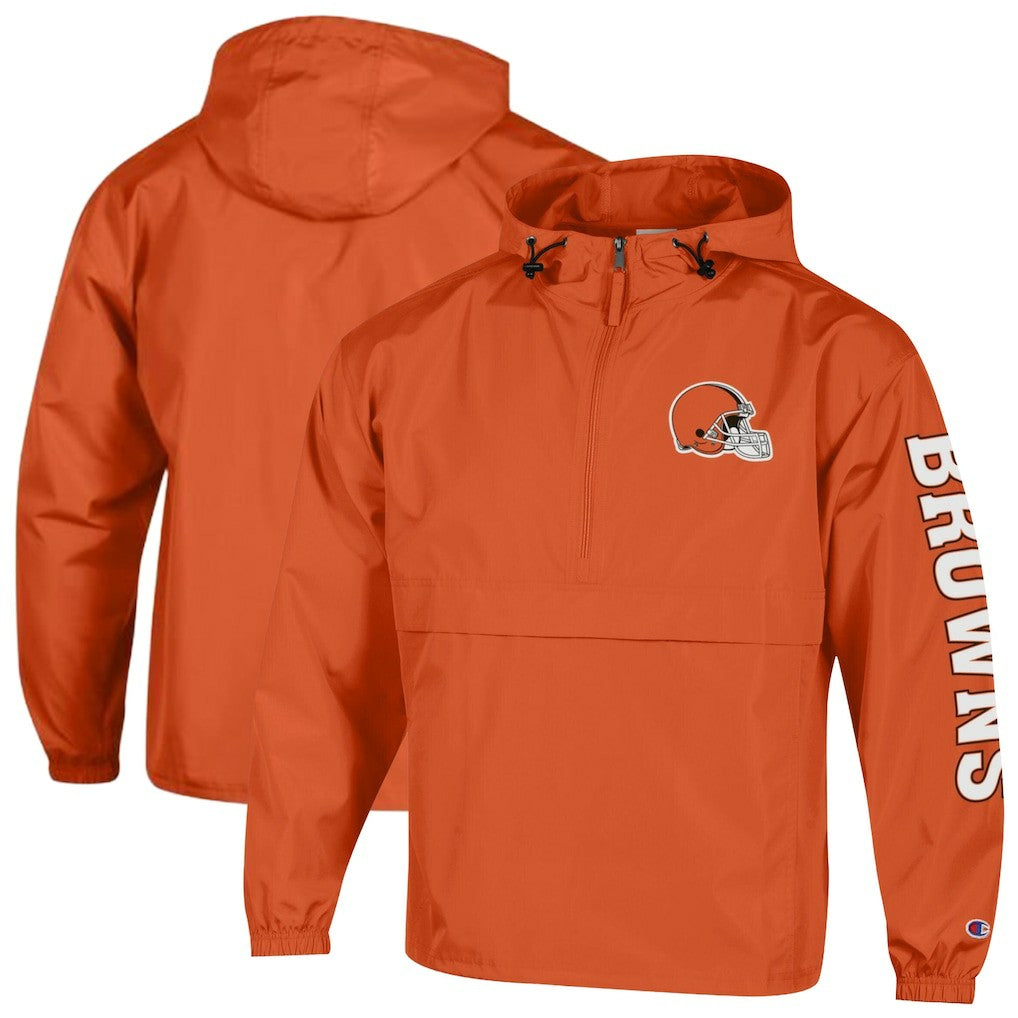 Cleveland Browns Champion Packable Windbreaker Half-Zip Jacket Orange | NFL