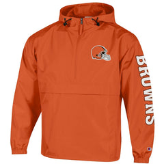 Cleveland Browns Champion Packable Windbreaker Half-Zip Jacket Orange | NFL
