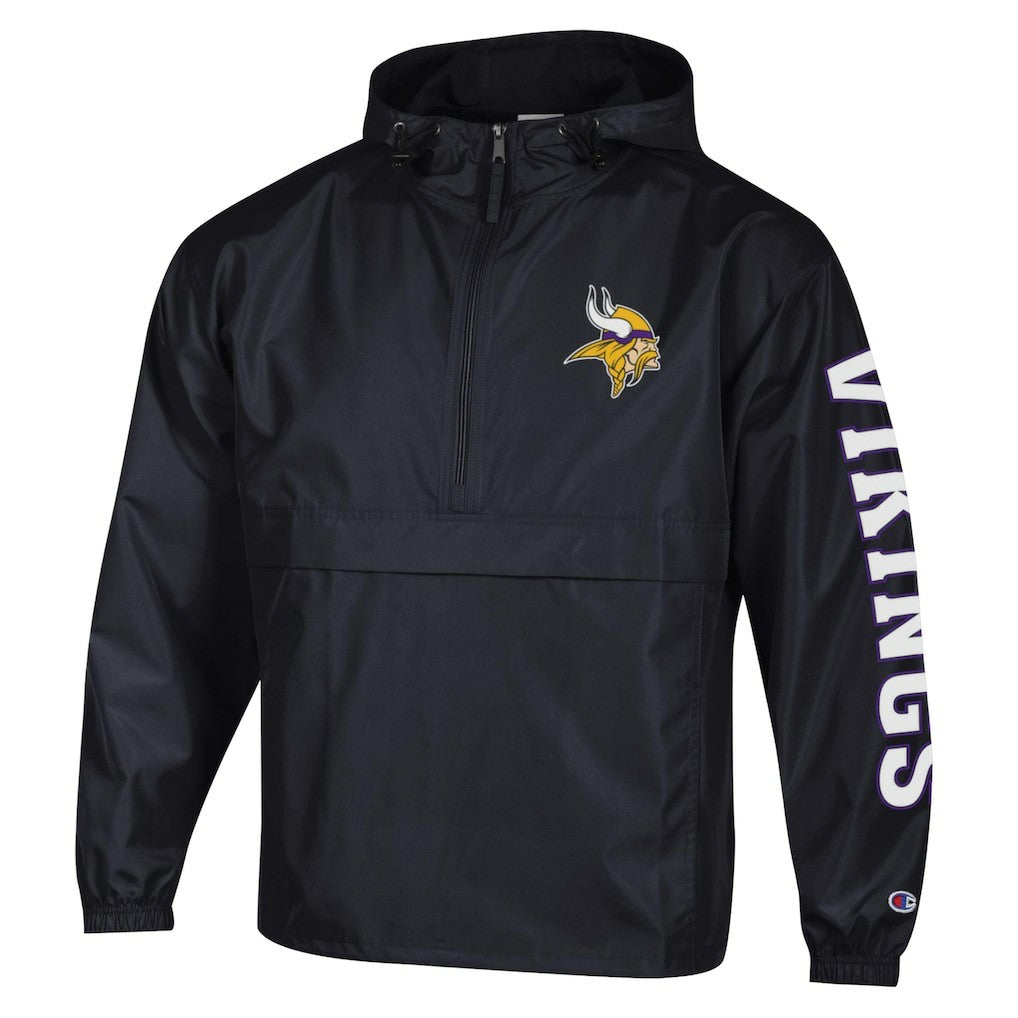 Minnesota Vikings Champion Packable Windbreaker Half-Zip Jacket Black | NFL