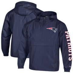 New England Patriots Champion Packable Windbreaker Half-Zip Jacket Navy | NFL