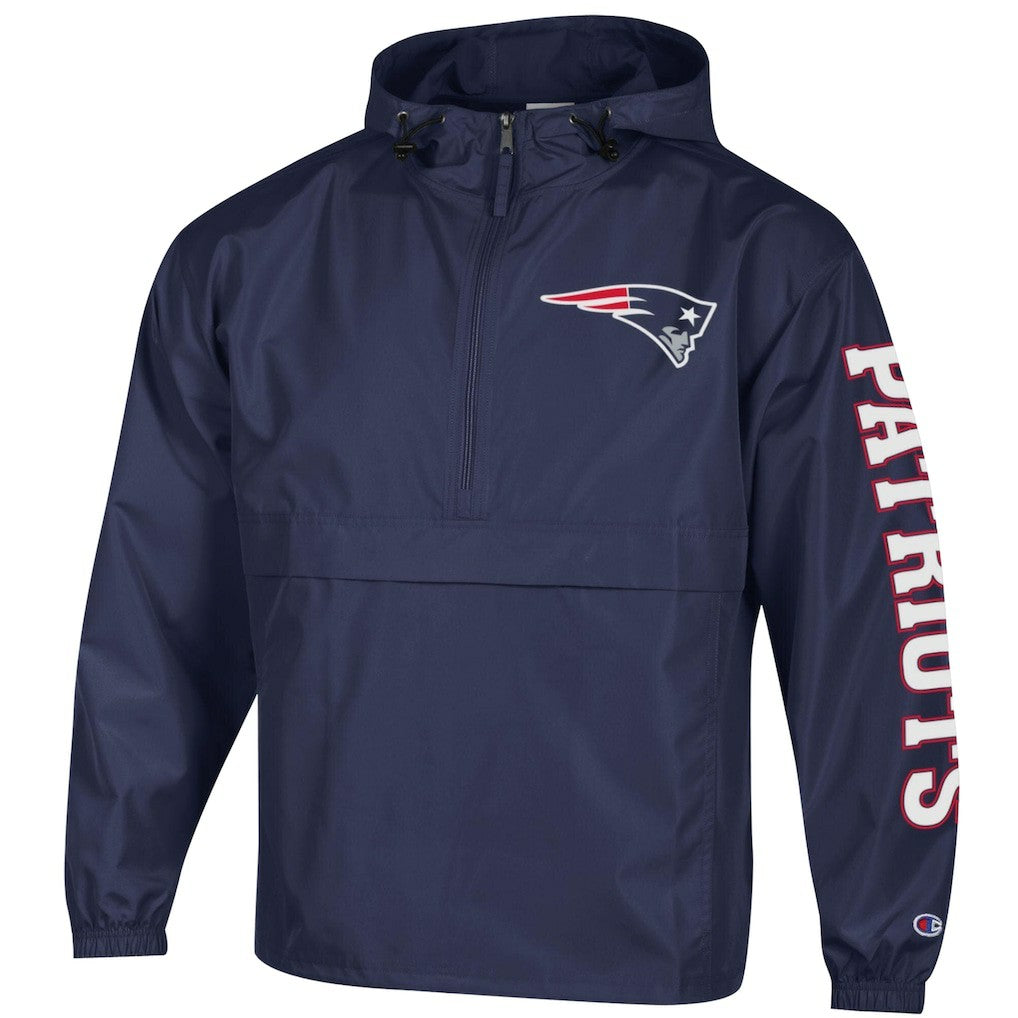 New England Patriots Champion Packable Windbreaker Half-Zip Jacket Navy | NFL