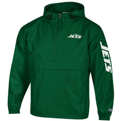 New York Jets Champion Packable Windbreaker Half-Zip Jacket Green | NFL
