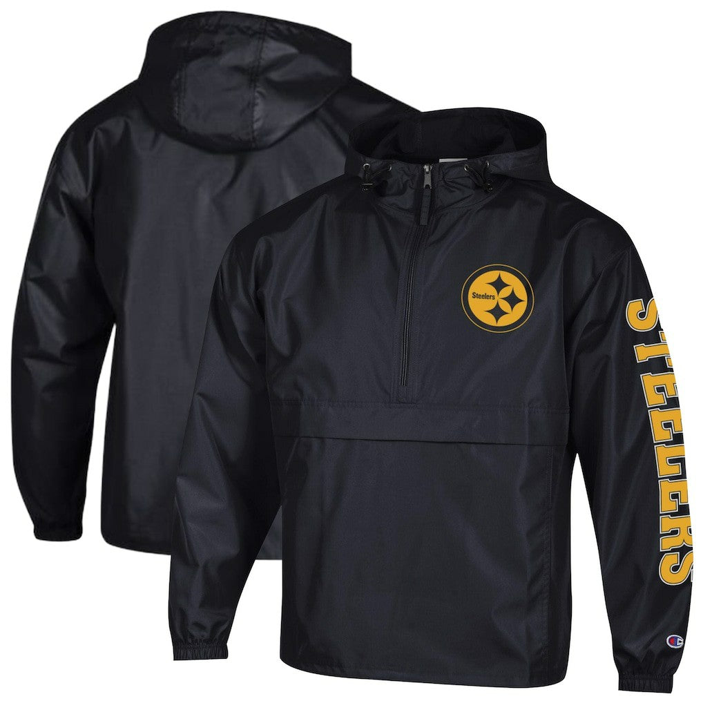 Pittsburgh Steelers Champion Packable Windbreaker Half-Zip Jacket Black | NFL