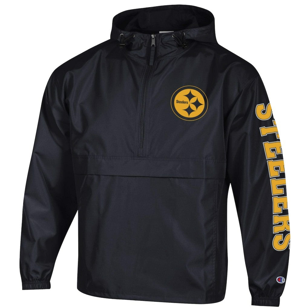 Pittsburgh Steelers Champion Packable Windbreaker Half-Zip Jacket Black | NFL
