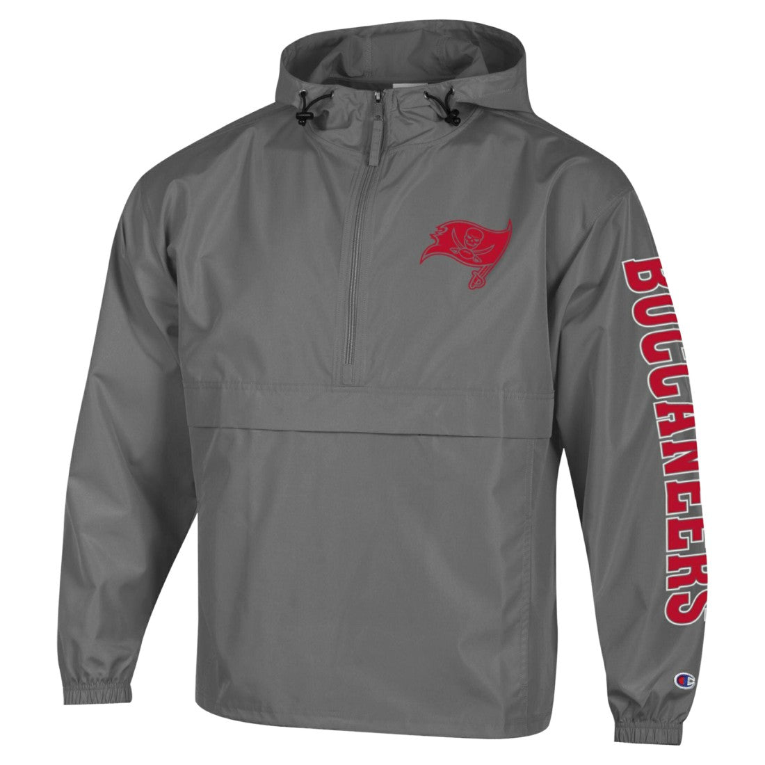 Tampa Bay Buccaneers Champion Packable Windbreaker Half-Zip Jacket Pewter | NFL
