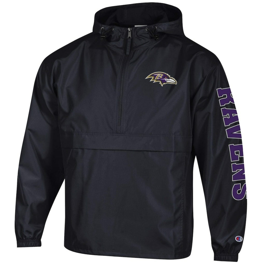 Baltimore Ravens Champion Packable Windbreaker Half-Zip Jacket Black | NFL